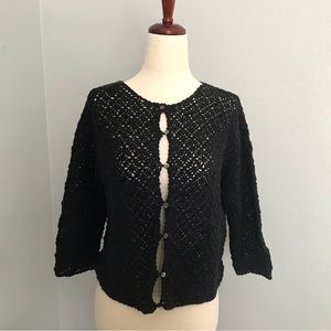 Black Boho Crochet Cardigan Button Up Petites